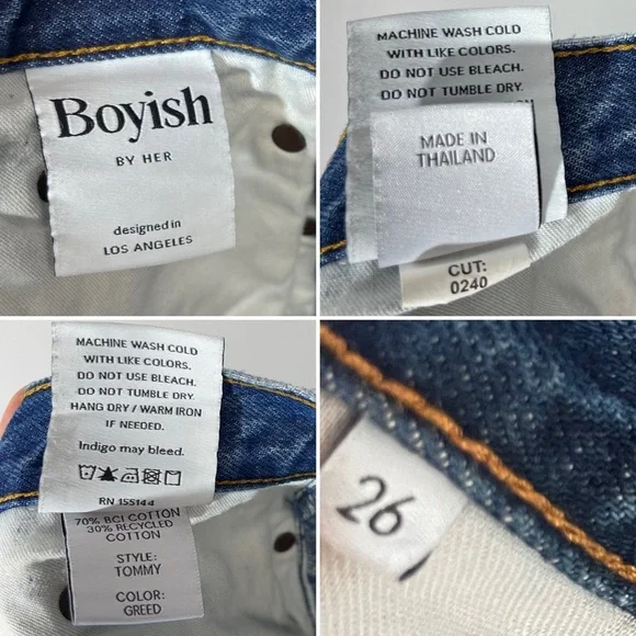 Boyish Tommy Jeans High Rise Straight Greed Wash Cotton Button Fly 26 Raw Hem - Picture 12 of 16